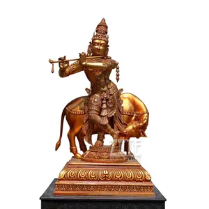 Tùy Chỉnh Antique Brass Tôn Giáo Điêu Khắc Đồng Kim Loại Radha Krishna Tượng