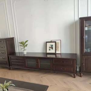 Mueble de TV de Madera Maciza de Cerezo, Estilo Retro Americano, Mueble de Almacenamiento para Sala de Estar, Uso Doméstico - Product Image 1