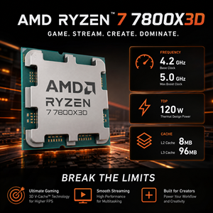 <span class=keywords><strong>AMD</strong></span> Ryzen 7 7800X3D AM5 CPU <span class=keywords><strong>Zen4</strong></span> 8 คอร์ 16 เธรด ความเร็วพื้นฐาน 4.2GHz ความเร็วบูสต์ 5.0GHz 3D V-Cache โปรเซสเซอร์สำหรับเล่นเกมส์ คอมพิวเตอร์ตั้งโต๊ะ มีสินค้าพร้อมส่ง - Product Image 2
