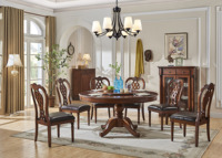 Ensemble de table à manger ronde en bois massif écologique vintage européenne pour 6 personnes pour hôtels et appartements