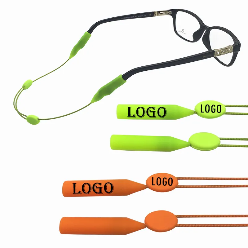 Custom logo double Pulling no tail Silicone Eyewear retainer Cords sunglasses chain sun glasses strap