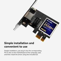 Carte réseau Gigabit BL-GP2500M PCI-E RJ45 Transmission filaire de bureau Jeux E-Sports 10/100/1000 Mbps 2.5G