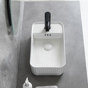 Vente d'usine Lavabo rectangulaire blanc en céramique Facile à nettoyer Lavabo de comptoir pour <span class=keywords><strong>petite</strong></span> salle de bain - Product Image 1