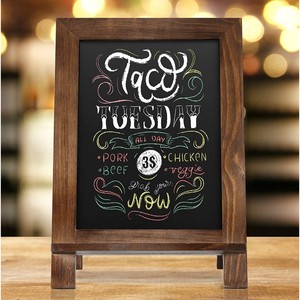 Pizarra de madera de 35,5x24x1cm, color blanco quemado, estilo moderno y sencillo para el hogar, bar, publicidad, tablero de escritura y dibujo - Product Image 2