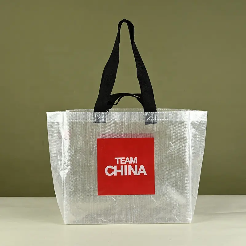 New Style Transparent PP Woven Tote Bag Eco-friendly Recycled Laminated Woven Bag With PP Webbing Handles