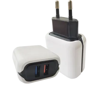 Dual QC15W EU Plug black white wall power supply adapter for phone