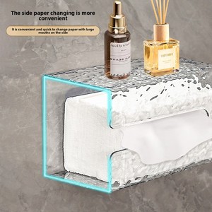 Boîte à mouchoirs transparente en silicone motif glacier, support mural sans perçage pour serviettes ondulées de salle de bain - Product Image 4