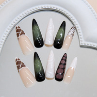 Matériaux de haute qualité, style français INS, 24 pièces, ongles pressés fabriqués à la machine, durables, portables, faux ongles pour la vente en gros