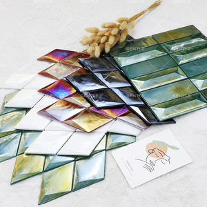 Carreaux de mosaïque en verre 3D en forme de diamant Mosaïque de verre thermofusible <span class=keywords><strong>turquoise</strong></span> <span class=keywords><strong>bleu</strong></span> vert pour décoration d'hôtel et murs caractéristiques - Product Image 3