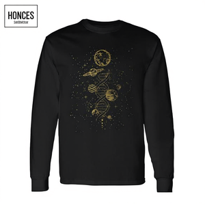 Camiseta de Manga Larga con Diseño Astronómico Místico de Doble Hélice de ADN y Planetas Celestiales para Promociones - Product Image 3