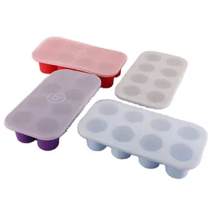 Caja de almacenamiento de silicona para alimentos con logotipo personalizado, sin BPA, 8 cavitas, bandeja para bebé