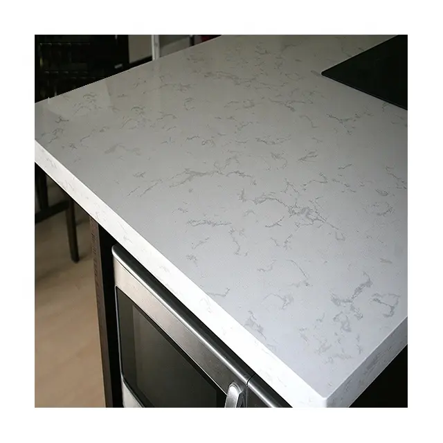 Polimento branco bancadas da cozinha de quartzo