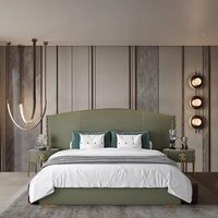 Lit double en bois massif et cuir, style luxe léger, pour chambre principale, lit de mariage, grand lit moderne pour villa, haut de gamme, personnalisable, style chinois