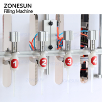 Machine de remplissage semi-automatique ZONESUN ZS-YTCR4 à 4 têtes pour liquides tels que le javel, les nettoyants pour toilettes et les liquides anti-corrosion, à remplissage par gravité