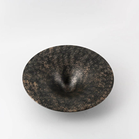 Corbeille à fruits vintage en fer vieilli, noir, sur piédestal, assiette décorative en métal, style Wabi Sabi, pour la décoration de table et de la maison, mariage, lot de 2