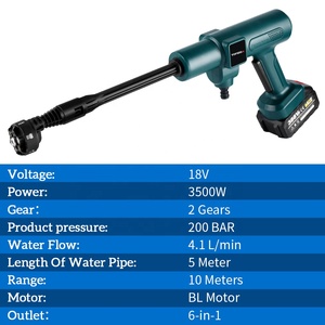 Hidrolavadora Eléctrica de Alta Presión Sin Escobillas de 200 Bares y 3500W, <span class=keywords><strong>Pistola</strong></span> de Agua 6 en 1 para Lavado de Coches y Riego de Jardín con Batería - Product Image 3