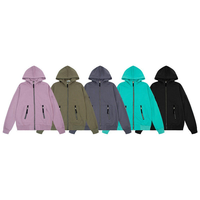Sweat-shirt à capuche en coton tricoté uni, respirant, coupe-vent, éco-responsable, avec logo personnalisé imprimé en sérigraphie OEM.