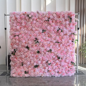<b>Artificial</b> European Style Roll up Flower Wall 8ft X 8ft 5D 3D Backdrop with Lotus for Wedding Party Christmas Decoration - Product Image 2