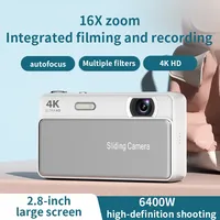 Appareil photo numérique compact rétro à glissière avec écran HD de 2,8 pouces, 64 millions de pixels haute définition, vidéo 4K 16x et fonction macro
