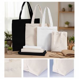 Custom Logo Printed Cotton Canvas Tote <b>Bag</b> - Natural Beige <b>Plain</b> Weave Shopping <b>Bag</b> for Promotional <b>Gift</b> Bulk Order - Product Image 2