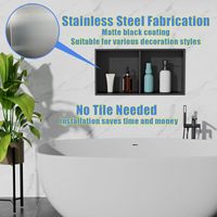 Niche de douche personnalisée pour salle de bain, éclairage LED, étagère encastrée pour salle de bain, niche murale en acier inoxydable pour douche