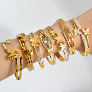 Brazalete de Acero Inoxidable con Baño de Oro de 14k para Mujer, Joyería de Moda, Surtido Variado 316L - Product Image 4