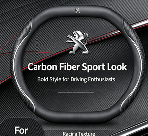Housse de <span class=keywords><strong>volant</strong></span> en cuir Nappa en forme de D personnalisée pour Peugeot, ultra-fine, respirante, antidérapante, en fibre de carbone, sport - Product Image 5