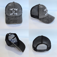 Gorra Trucker de Algodón Lavado Tejida a Mano con Bordado de Letras Vintage, Estilo Retro, Venta al por Mayor, Unisex, con Logotipo Personalizado