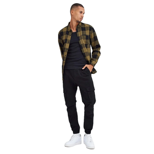 Chemise à carreaux en twill 100 % coton de qualité supérieure pour homme, manches longues, coupe ajustée, respirante, décontractée pour l'automne, teinte en fil, anti-boulochage - Product Image 5