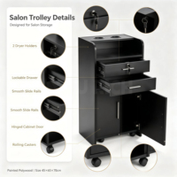 Chariot de rangement pour salon avec tiroirs verrouillables, porte-gobelets, chariot à outils pour salon de coiffure, équipement de beauté et de spa
