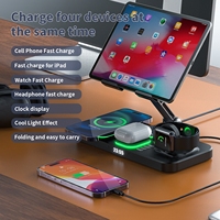 Station de charge sans fil pliable 8 en 1, support de charge magnétique pour téléphone, montre, écouteurs, tablette, lampe, horloge, haut-parleur