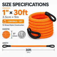 Cordon de remorquage Kinetic Recovery 100% nylon avec revêtement PU, manchon de protection et sac de transport pour 4x4, SUV, ATV, tracteur