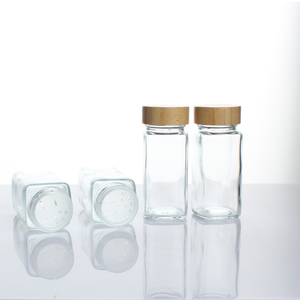 थोक रसोई मसाला जार सेट 120 मिलीलीटर मसाला जार सेट बांस के ढक्कन के साथ ग्लास जार सेट - Product Image 4