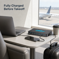Station de charge rapide GaN 288W, 8 ports PD3.0 QC Type-C avec câble rétractable pour ordinateur portable, smartphone, tablette, OEM
