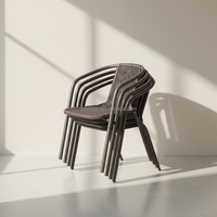Ensemble table et chaises en PVC avec structure en acier, résistant au soleil et durable, mobilier d'extérieur empilable pour jardin, terrasse, bistrot, restaurant