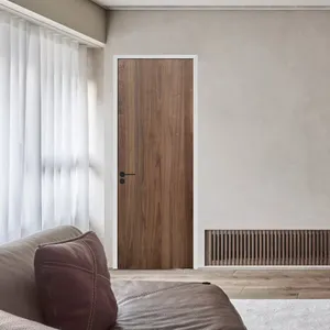 Walnut Doors Others Slab Doors For Houses Skin Veneer Single Modern Wooded Doors For House Interior