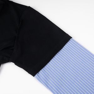 T-shirt da uomo personalizzata nera girocollo a maniche corte con inserti in tessuto, maniche in jersey 100% cotone, vestibilità regolare, <span class=keywords><strong>logo</strong></span> stampato - Product Image 5