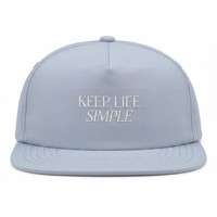 Hoge kwaliteit ongestructureerde 5-panel pet met snapback, platte klep, baseballcap, performance running cap met aangepaste logo borduring