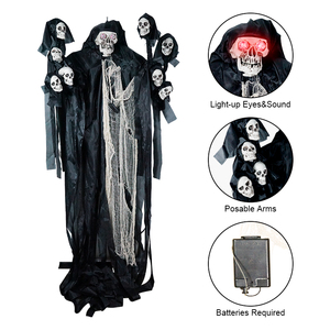Decoraciones al aire libre de Halloween Animatronic Esqueleto colgante animado Fantasmas con ojos LED Sonido espeluznante - Product Image 1