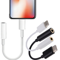 Câble répartiteur audio USB-C vers 3,5 mm pour écouteurs, convertisseur de casque 8 broches iOS en PVC avec sortie CC pour téléphone portable
