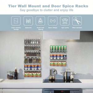Étagère de rangement sur porte de placard, panier en métal, organisateur de cuisine, support mural réglable pour épices - Product Image 4