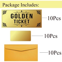 Billet Doré avec Enveloppe et Autocollants – Carte à Gratter pour Révéler des Cadeaux Surprise, Certificats et Billets pour Anniversaire, Mariage, Concert
