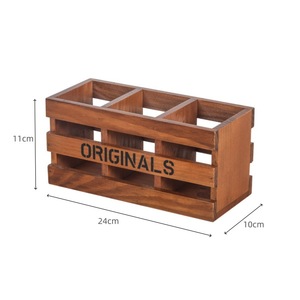 Wooden <b>Pen</b> Holder 24x10x11cm Retro Square Desk Organizer Office Storage <b>Box</b> With Originals Print Stationery Container - Product Image 5