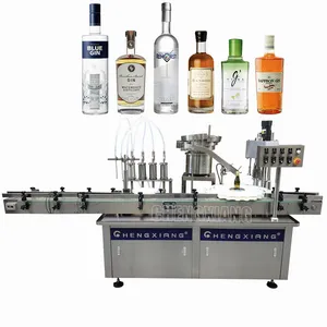 Venta caliente automática Vodka Alcohol vino blanco botella de vidrio limpieza llenado embotellado tapado máquina de etiquetado