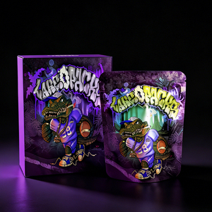 Directly Printed Matte Metallic Color Low MOQ Custom Die Cut 3.5g Mylar Plastic Bags Recyclable Zipper Top Boxes Sets <b>Sweets</b> - Product Image 6