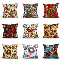 Housse de coussin de Noël, motif traîneau du Père Noël, rennes, forêt enneigée, coussin décoratif de luxe, décoration de maison pour les fêtes