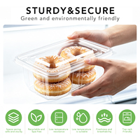 Emballage alimentaire jetable et recyclable en PET transparent de 0,4 mm d'épaisseur, avec couvercle à charnière pour pâtisserie, idéal pour les beignets glacés, les biscuits et les gâteaux, qualité alimentaire