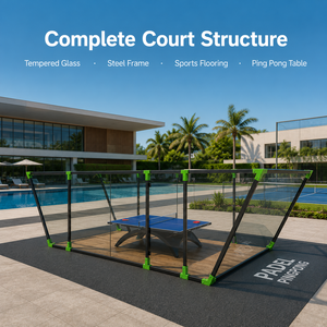 Cancha de Pádel y <span class=keywords><strong>Ping</strong></span> Pong para Exteriores, Mini Cancha Deportiva de Acero y Vidrio para Proyectos de Ocio de Tenis de Mesa - Product Image 3