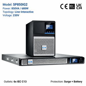 850VA 680W 5P 850i Tower Uninterruptible <b>Power</b> <b>Supply</b> with LCD Display Pure Sine Wave Professional Line-Interactive <b>UPS</b> - Product Image 4
