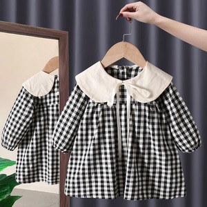 Child Star Circle Girls Plaid Dress Peter Pan Collar Full Sleeve Toddler Princess Spring Autumn Fashion - Product Image 2